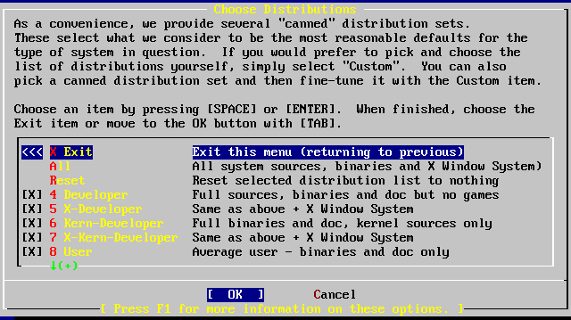 picture of the exit option selected in the choose menu