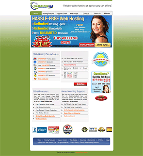 The front page of the web hosting company webhostingpad